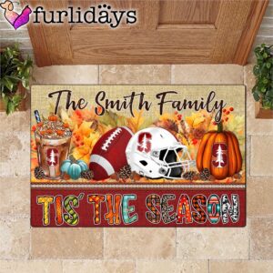 Custom Name Stanford Cardinal Tis The Season Doormat