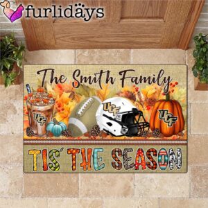 Custom Name UCF Knights Tis The Season Doormat