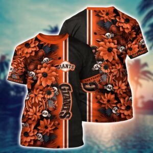 MLB San Francisco Giants Blue Flower 3D T-Shirt