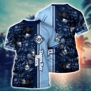 MLB Tampa Bay Rays Blue Flower 3D T-Shirt