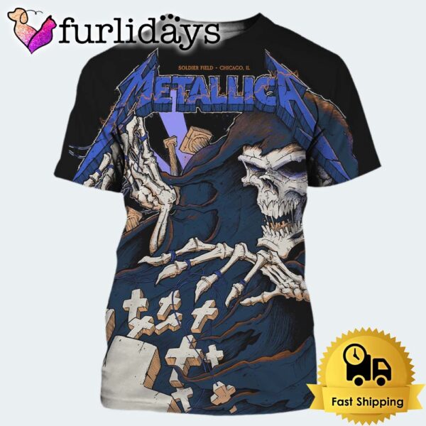 Metallica M72 Chicago IL Full Show Combined Poster For Soldier Field On August 2024 3D T Shirt