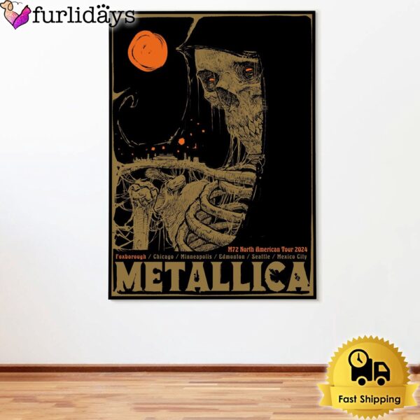 Metallica M72 North American Tour 2024 At Foxborough On August 2nd And 4th 2024 Poster Canvas