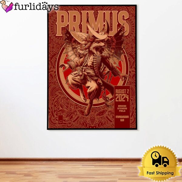 Primus Tour On August 2 2024 Breese Stevens Field Madison WI Poster Canvas
