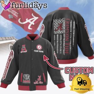 Alabama Crimson Tide Football Flag Custom Name Baseball Jacket