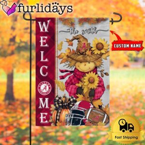 Custom Name NCAA Alabama Crimson Tide Football Fall Scarecrows Garden Flag