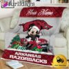 Custom Name NCAA Arkansas Razorbacks Mickey Christmas Fleece Blanket