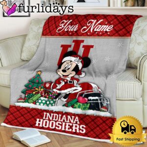 Custom Name NCAA Indiana Hoosiers Minnie Christmas Fleece Blanket