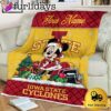 Custom Name NCAA Iowa State Cyclones Minnie Christmas Fleece Blanket