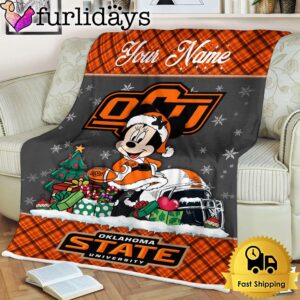 Custom Name NCAA Oklahoma State Cowboys Minnie Christmas Fleece Blanket