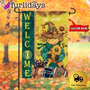 Custom Name NCAA Oregon Ducks Football Fall Scarecrows Garden Flag