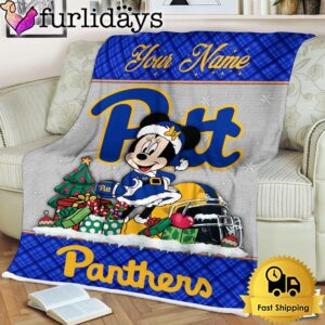 Custom Name NCAA Pittsburgh Panthers Minnie Christmas Fleece Blanket