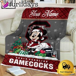 Custom Name NCAA South Carolina Gamecocks Minnie Christmas Fleece Blanket