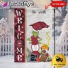 Custom NCAA Arkansas Razorbacks Football Grinch Christmas Welcome Garden Flag