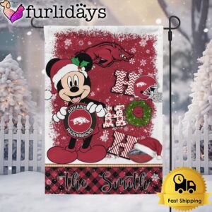 Custom NCAA Arkansas Razorbacks Mickey Hohoho Christmas Garden Flag