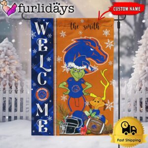 Custom NCAA Boise State Broncos Football Grinch Christmas Welcome Garden Flag