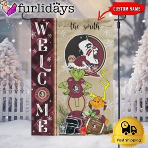 Custom NCAA Florida State Seminoles Football Grinch Christmas Welcome Garden Flag