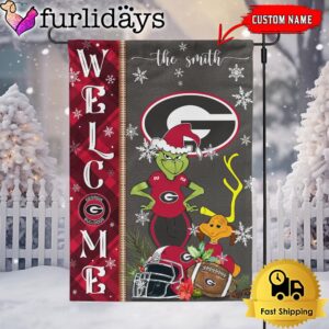 Custom NCAA Georgia Bulldogs Football Grinch Christmas Welcome Garden Flag