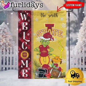 Custom NCAA Iowa State Cyclones Football Grinch Christmas Welcome Garden Flag