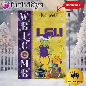 Custom NCAA LSU Tigers Football Grinch Christmas Welcome Garden Flag