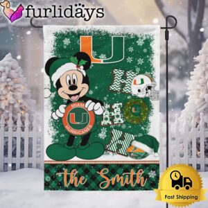 Custom NCAA Miami Hurricanes Mickey Hohoho Christmas Garden Flag