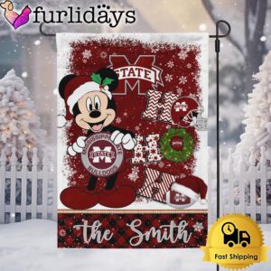 Custom NCAA Mississippi State Bulldogs Mickey Hohoho Christmas Garden Flag