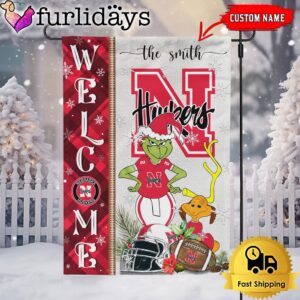 Custom NCAA Nebraska Cornhuskers Football Grinch Christmas Welcome Garden Flag