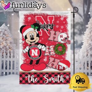 Custom NCAA Nebraska Cornhuskers Mickey Hohoho Christmas Garden Flag