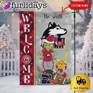 Custom NCAA Northern Illinois Huskies Football Grinch Christmas Welcome Garden Flag