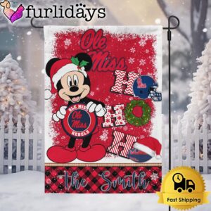 Custom NCAA Ole Miss Rebels Mickey Hohoho Christmas Garden Flag