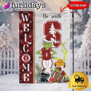 Custom NCAA Stanford Cardinal Football Grinch Christmas Welcome Garden Flag