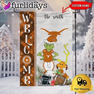 Custom NCAA Texas Longhorns Football Grinch Christmas Welcome Garden Flag