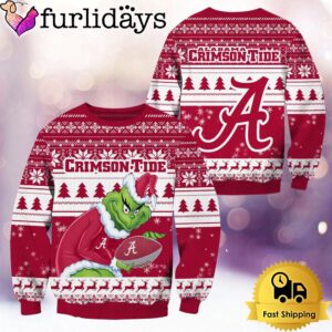 NCAA Alabama Crimson Tide Grinch Custom Name Ugly Christmas Sweater