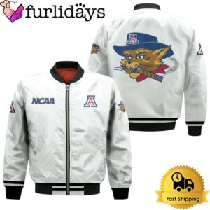 NCAA Arizona Wildcats Classic White With Mascot Logo Bomber Jacket