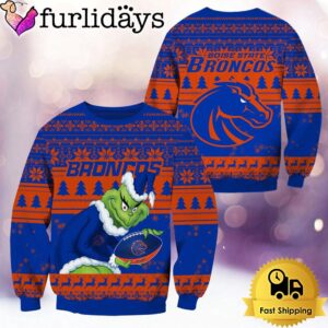 NCAA Boise State Broncos Grinch Custom Name Ugly Christmas Sweater