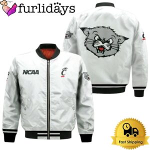 NCAA Cincinnati Bearcats Classic White With Mascot Logo Bomber Jacket