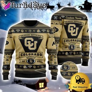 NCAA Colorado Buffaloes Logo Custom Name For Football Fans Ugly Christmas Sweater