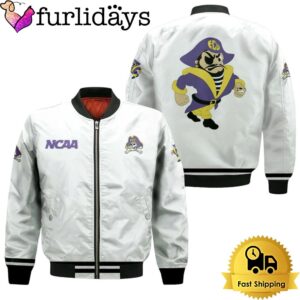 NCAA East Carolina Pirates Classic White With Mascot Logo Bomber Jacket