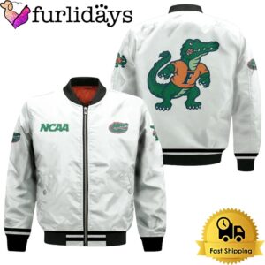 NCAA Florida Gators Classic White With Mascot Logo Bomber Jacket