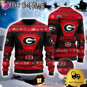 NCAA Georgia Bulldogs Logo Custom Name For Football Fans Ugly Christmas Sweater