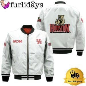 NCAA Houston Cougars Classic White With Mascot Bomber Jacket