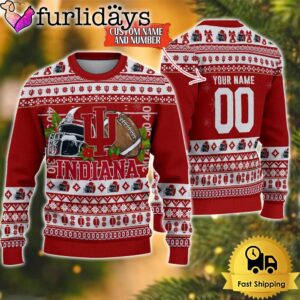 NCAA Indiana Hoosiers Logo Football Ugly Christmas Sweater