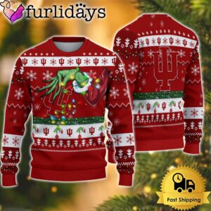 NCAA Indiana Hoosiers Merry Christmas Grinch Hand Ugly Christmas Sweater