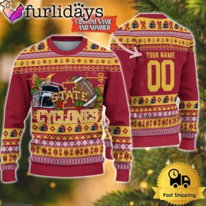 NCAA Iowa State Cyclones Logo Football Ugly Christmas Sweater