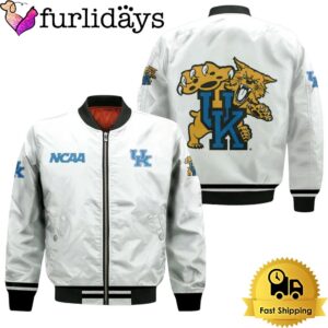 NCAA Kentucky Wildcats Classic White With Mascot Bomber Jacket