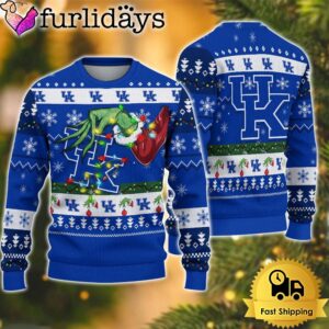 NCAA Kentucky Wildcats Merry Christmas Grinch Hand Ugly Christmas Sweater