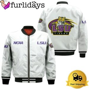 NCAA Lsu Tigers Classic White With Mascot Logo Bomber Jacket