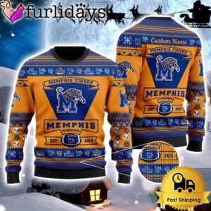 NCAA Memphis Tigers Logo Custom Name For Football Fans Ugly Christmas Sweater