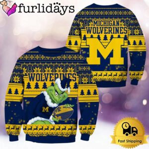 NCAA Michigan Wolverines Grinch Custom Name Ugly Christmas Sweater