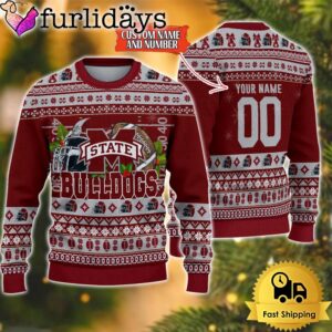 NCAA Mississippi State Bulldogs Logo Football Ugly Christmas Sweater