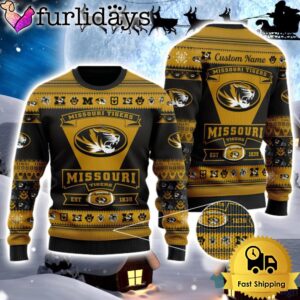 NCAA Missouri Tigers Logo Custom Name For Football Fans Ugly Christmas Sweater